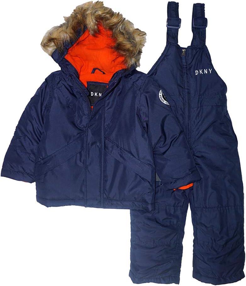 DKNY Baby Boys' Crisscross Seamed 2-Piece Insulated Snowsuit - Navy, 12