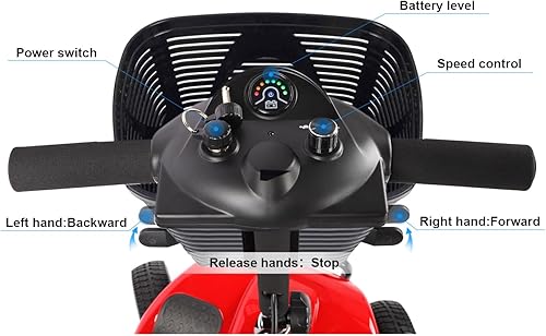 Miniatura 11 de Scooter de movilidad de 3 ruedas, silla de ruedas móvil de energía eléctrica para adultos mayores con luces plegable y compacta, scooter de viaje