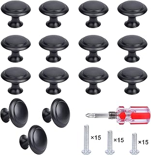 VIGRUE 15 Packs Kitchen Cabinet Knobs Drawer Knobs Dresser Knobs, Matte Black Zinc Knobs Drawer Pulls Door Knobs Dresser Drawer Handles Knobs for Dresser Drawers