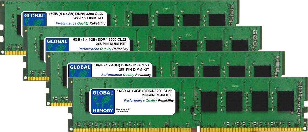 16GB (4 x 4GB) DDR4 3200MHz PC4-25600 288-PIN DIMM ZESTAW PAMIĘCI RAM DO KOMPUTERY KOMPUTEROWE/PŁYTY GŁÓWNE