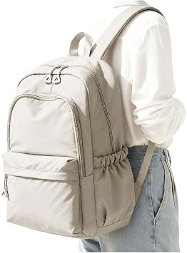 BJLFS Khaki School Backpack for Girls Women Waterproof High School Book Bag Cute Backpack for Men Teens Boys, Lightweight Simple Middle School Back Pack Daypack