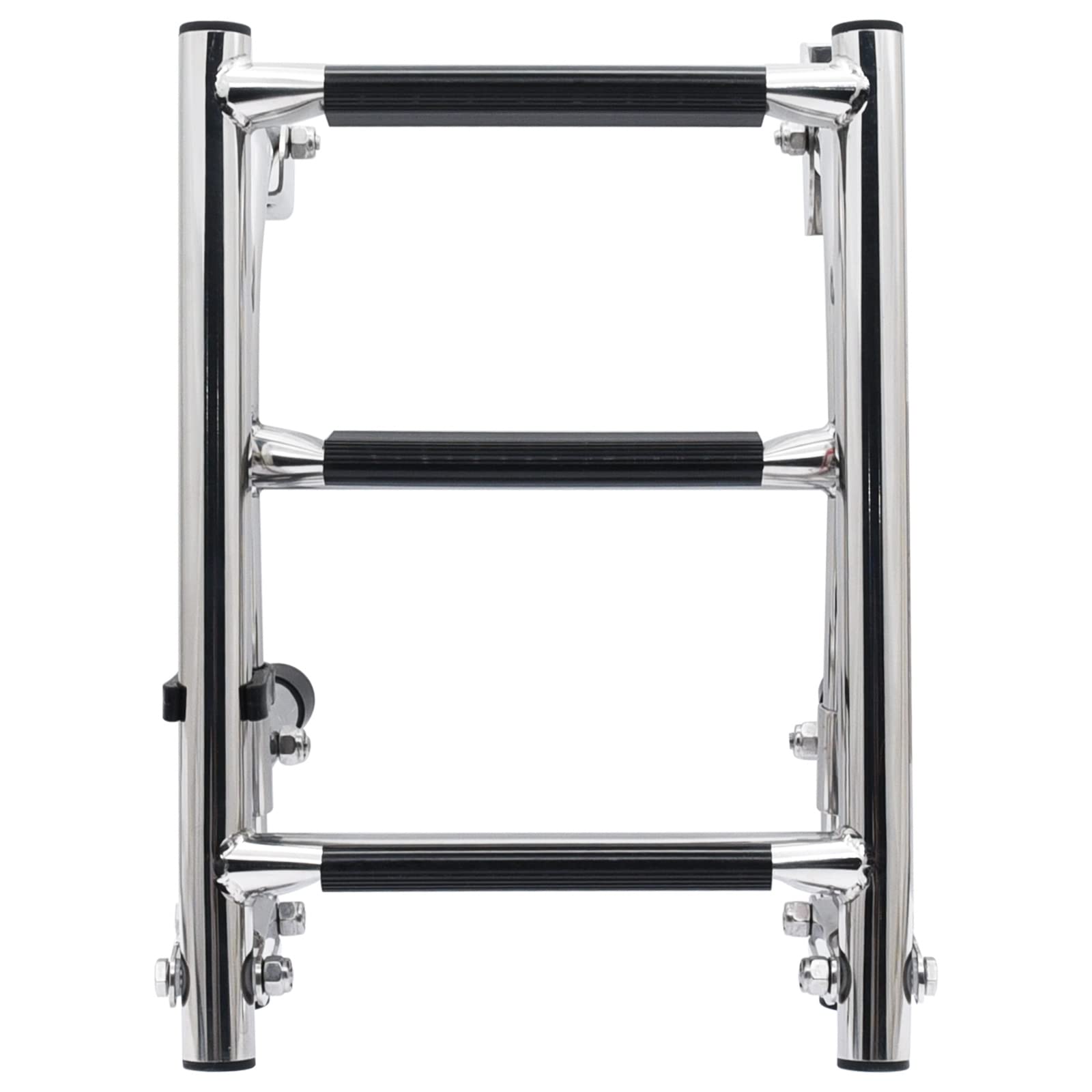 Geloo 3 Step pieghevole in acciaio inox barca scala, lucidato pieghevole poppa 1 + 2 Step, antiscivolo passo con manico telescopico in gomma, per Yacht Marine