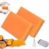 Melaglow Brightening Soap Melaglo Turmeric Brightening Soap Lemon Turmeric Kojic Acid Soap Bath Soap for Face and Body Keeps Skin Moist and Smooth 2 Pieces