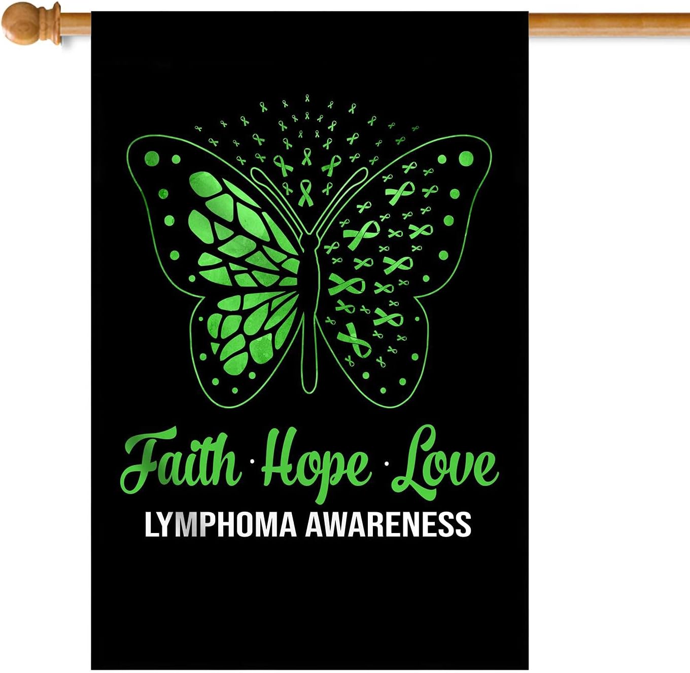 Hummingbird Sunflower Lymphoma Cancer Awareness Flag Green Ribbon (12" x 18") USA Garden Flag Premium Decorative Yard Outdoor Flags