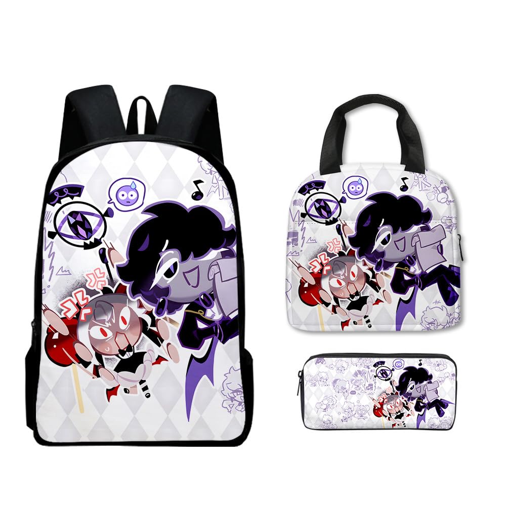 Hzsyc Boys C15 Shadow Milk Cookie Backpack Lunch Bag Pencil Case 3Pcs Set Suitable For Children To Use In School (,3Pcs)