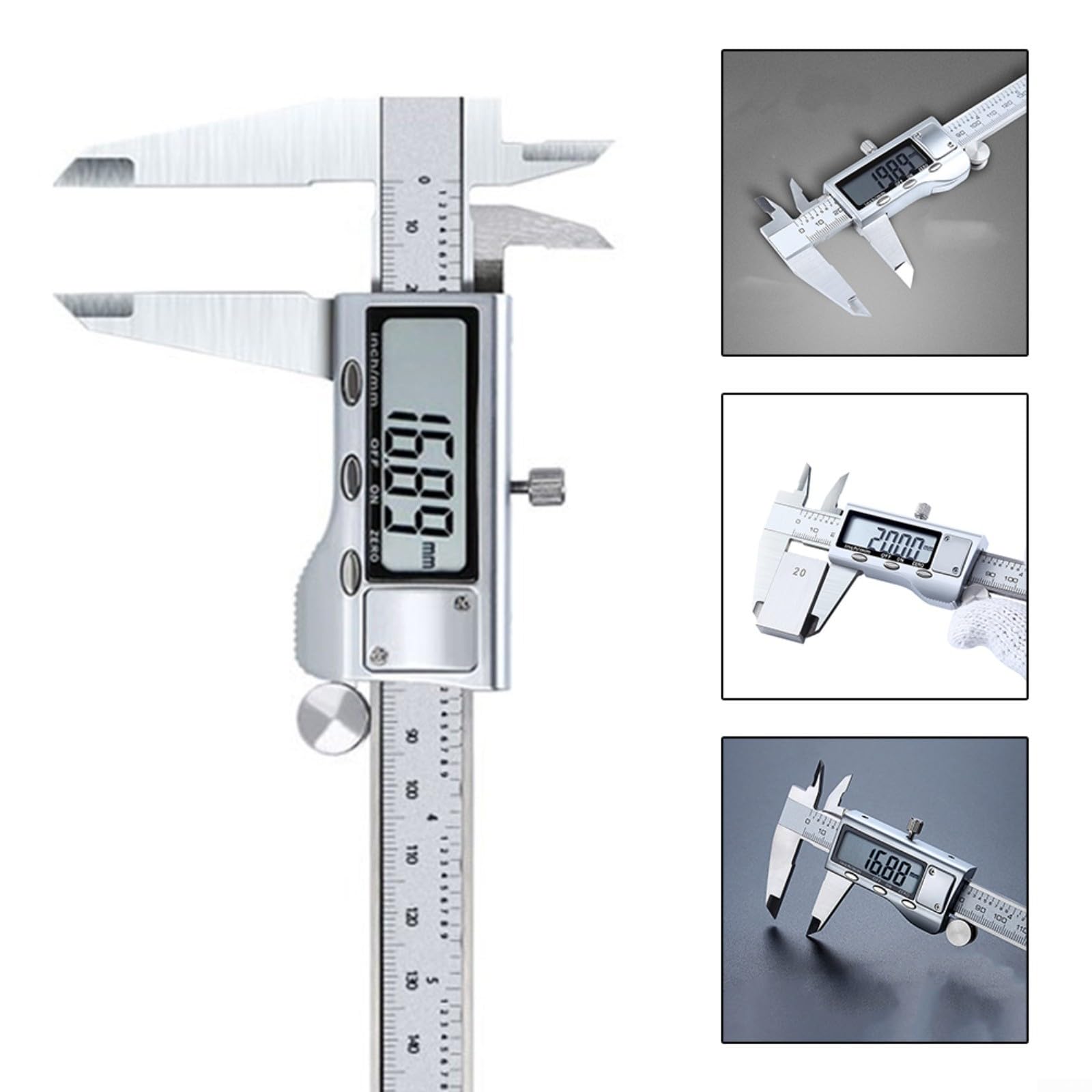 Calibre digital de acero inoxidable, pantalla electrónica precisa con precisión de 0,04 mm, ideal para trabajar metales y taller, 0-150 mm, duradero