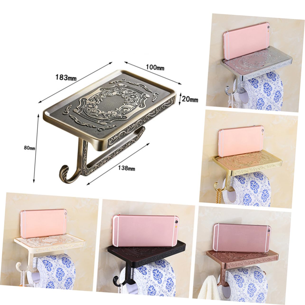 Veemoon Toilettenpapierhalter Aus Rechteckiger Wandmontage Organizer Mit Ablage Für Handy Multifunktionaler Badezimmer Speicher Für Toilettenpapier Und Kleine Gegenstände