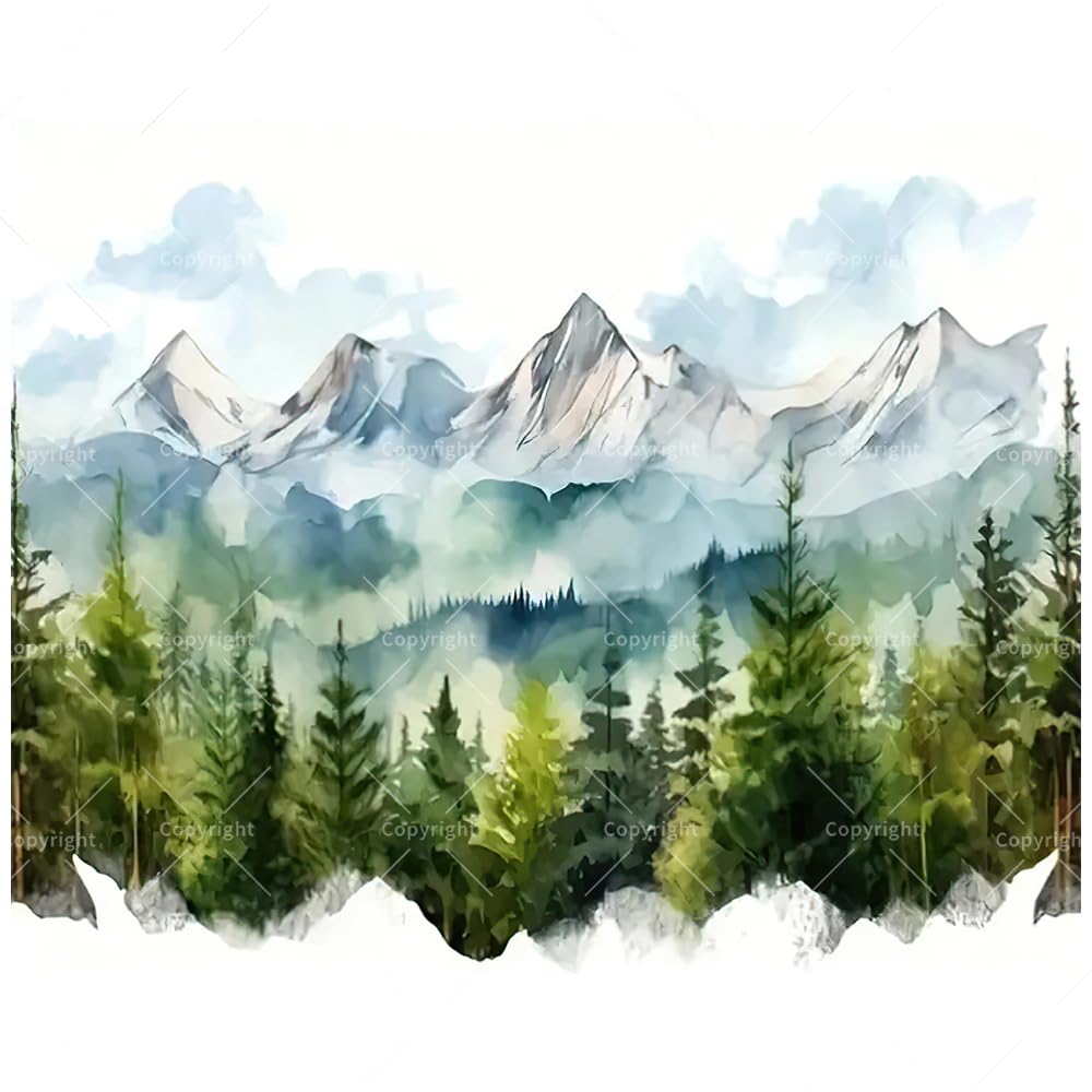 Amazon.co.jp: 数字による風景画キット 大人用 - DIY 山の森 水彩画