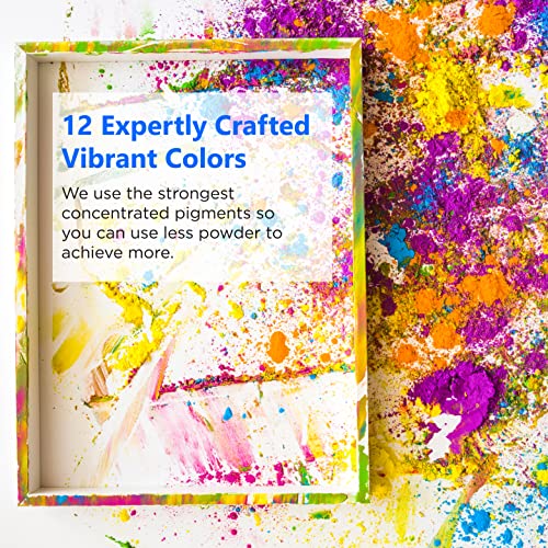 Rolio - Fluorescent Powder - 12 10G Jars Of Pigment For Paint, Dye, Soap Making, Nail Polish, Epoxy Resin, Candle Making, Bath Bombs, Slime #TOP1