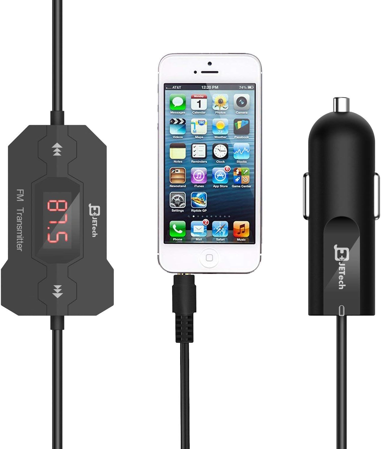 JETech Universal FM Transmitter Radio Car Kit with 3.5mm Audio Plug and Autoscan - 0792