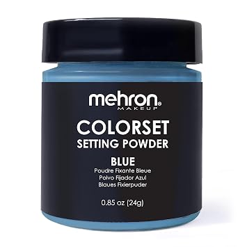 Mehron Makeup Colorset Setting Powder | Talc Free | Blue Loose Setting Powder for Cosplay, Face & Body Paint, and Cream Makeup .85 oz 24 g Blue Made in the USA.