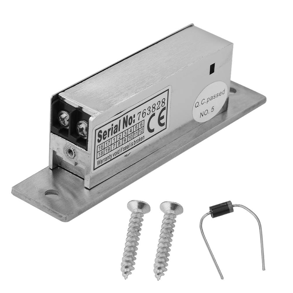 Hopcd Silver Electric Strike Door Lock Dc 12V Adjustable Narrow-Type Mortise Mounted Security Lock Nc/No Dual Unlock Mode Door Access Control For Stainless Steel, Steel, Wooden Doors