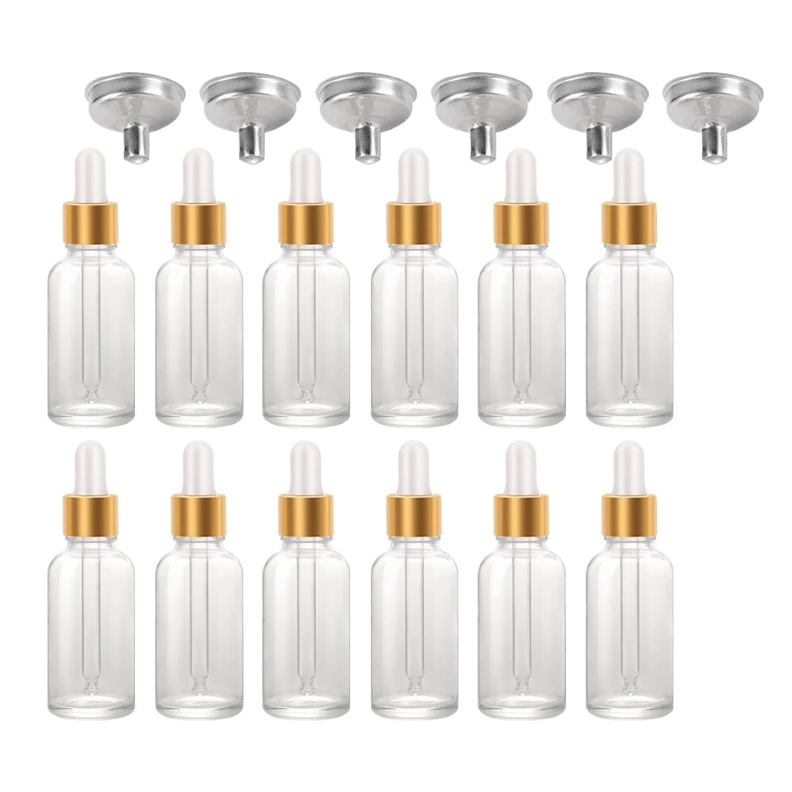 GANAZONO Bottiglie in Vetro con Contagocce per Oli Essenziali 30ml 24 Pezzi con 6 Imbuto in Acciaio Inox per Aromaterapia e Cura dei Chioma