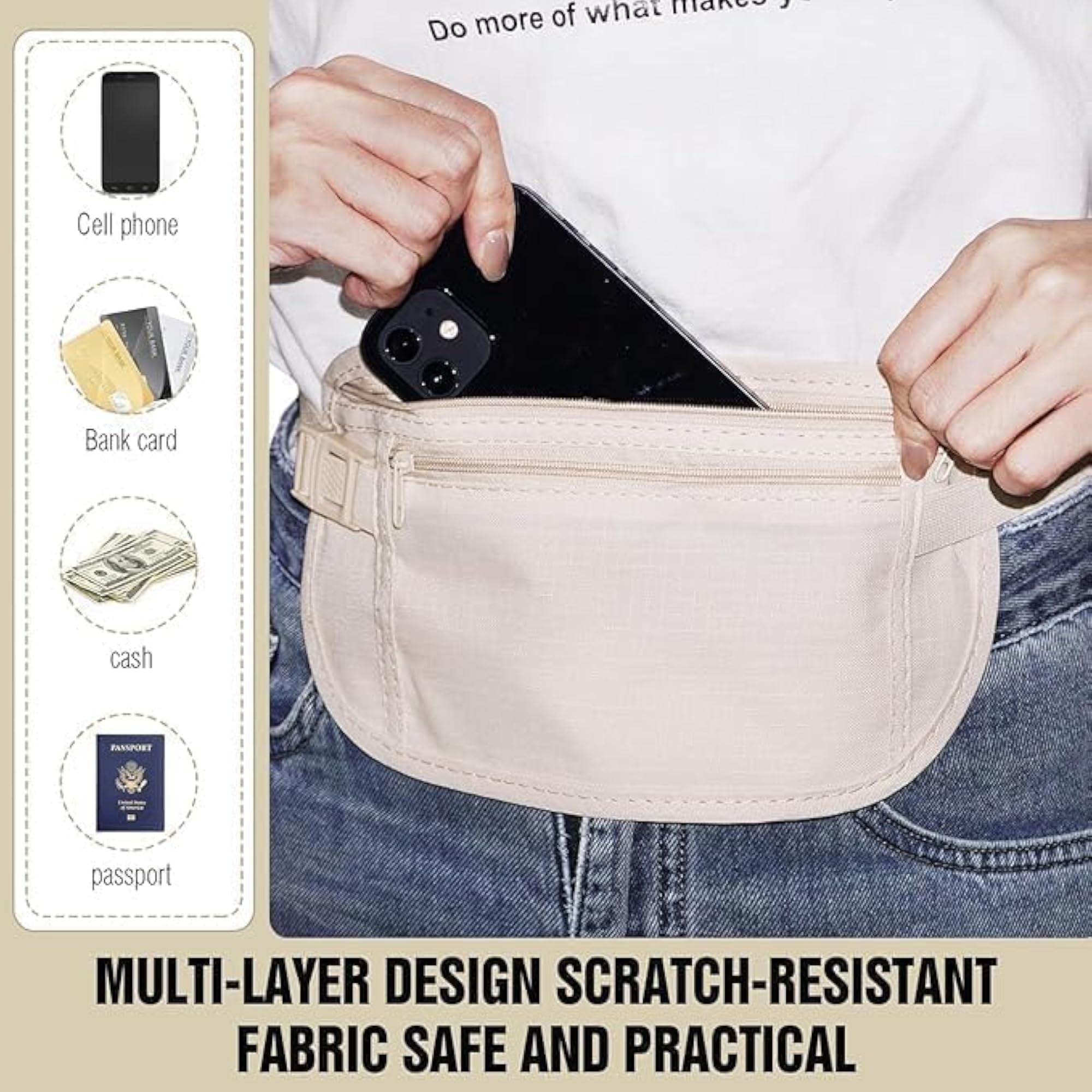 Travel Waist Pouch for Men Women, RFID Blocking Security Belt Bag