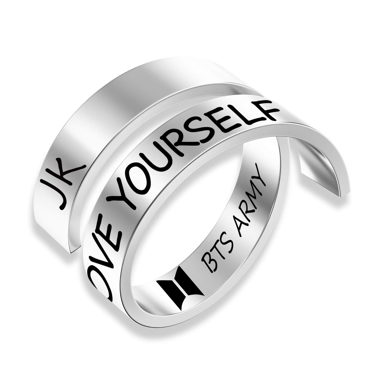 G-AhoraBTS Ring Kpop BTS Love Yourself Ring Rings for BTS Fans Jewelry(RI-JK), Stainless Steel