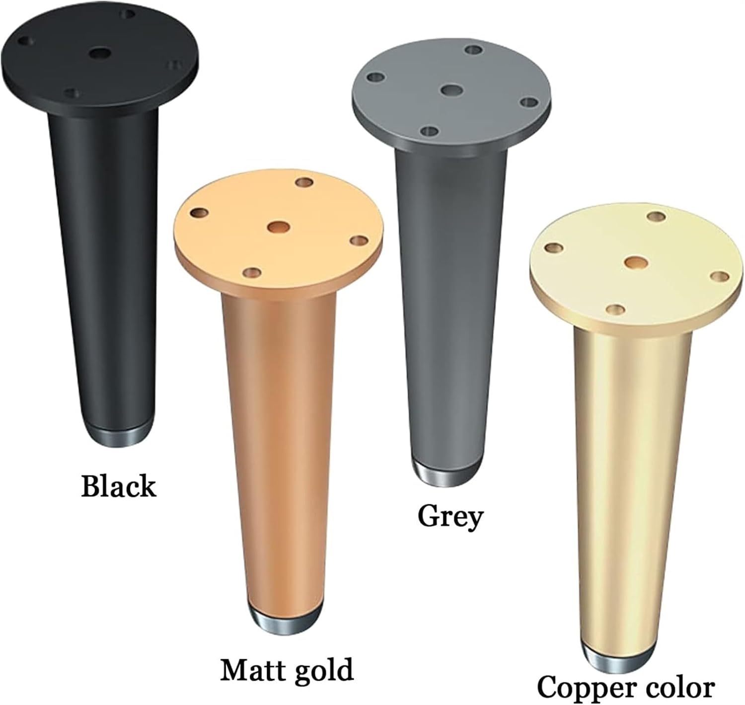 Set of 4 Replacement Legs -Sofa Legs,Stable Durable,Solid Cylinder,Furniture Leg,Adjustable Height: 0~6mm,with Screws,for Sofas, Furniture Cabinets (Matt Gold 21cm/8in)