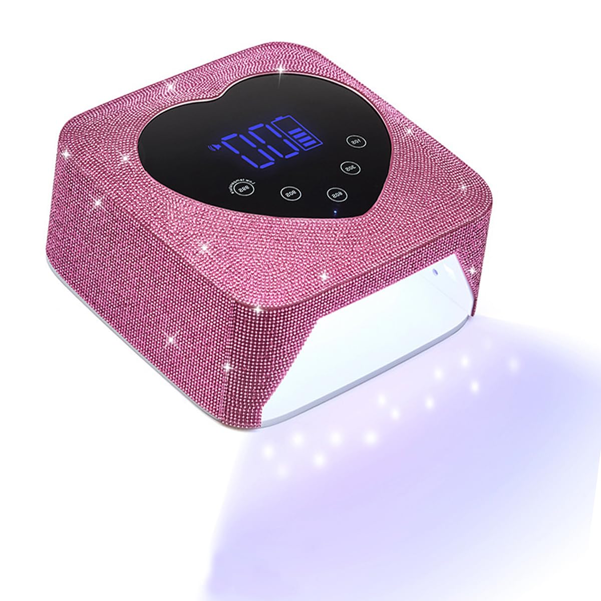 Shiny Diamond Wireless Nail Light Therapy lamp,ZDAYOZ Rechargeable UV lamp for Gel Nail Treatment, Cordless UV with 5 timers and Automatic sensors (Rose red Brick and Stone Sparkling Nail lamp)