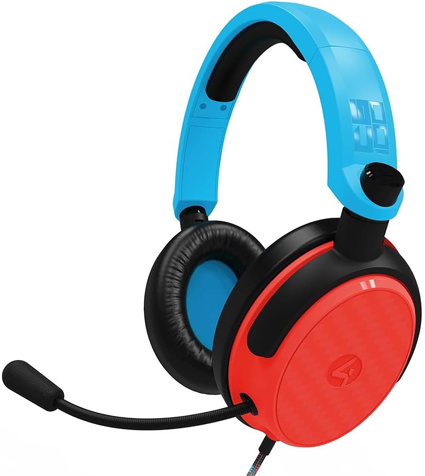 4gamers c6-100 red & blue over ear gaming headset compatible with ps4/ps5, xbox, switch, pc with flexible mic, 3.5mm-jack, 1.5m cable, lightweight, comfortable and durable