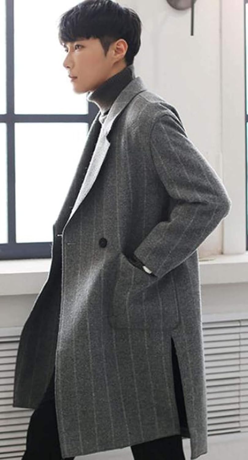 Amazon | [ODOKAY] チェスターコート メンズ ゆったり ストライプ