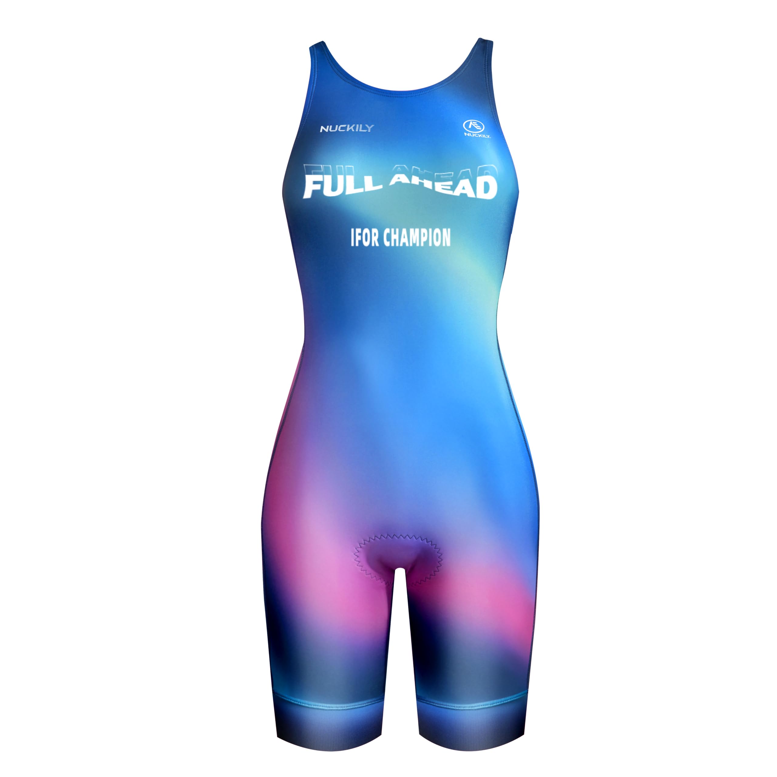 NUCKILY Combinaison de triathlon, combinaison de sport une pièce pour femme - Combinaison de course légère rembourrée - Cyclisme - Maillot de bain - Pour course à pied