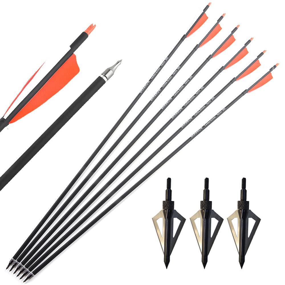 Practice Target Arrows 6/12 Pcs 30 Inch Carbon Archery Arrows 500 Spine ...