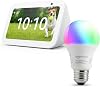 Echo Show 5 3rd Generation Glacier White + Amazon Basic Smart LED Bulb E26/60W Equivalent, 800lm, Dimmable, Toning Type