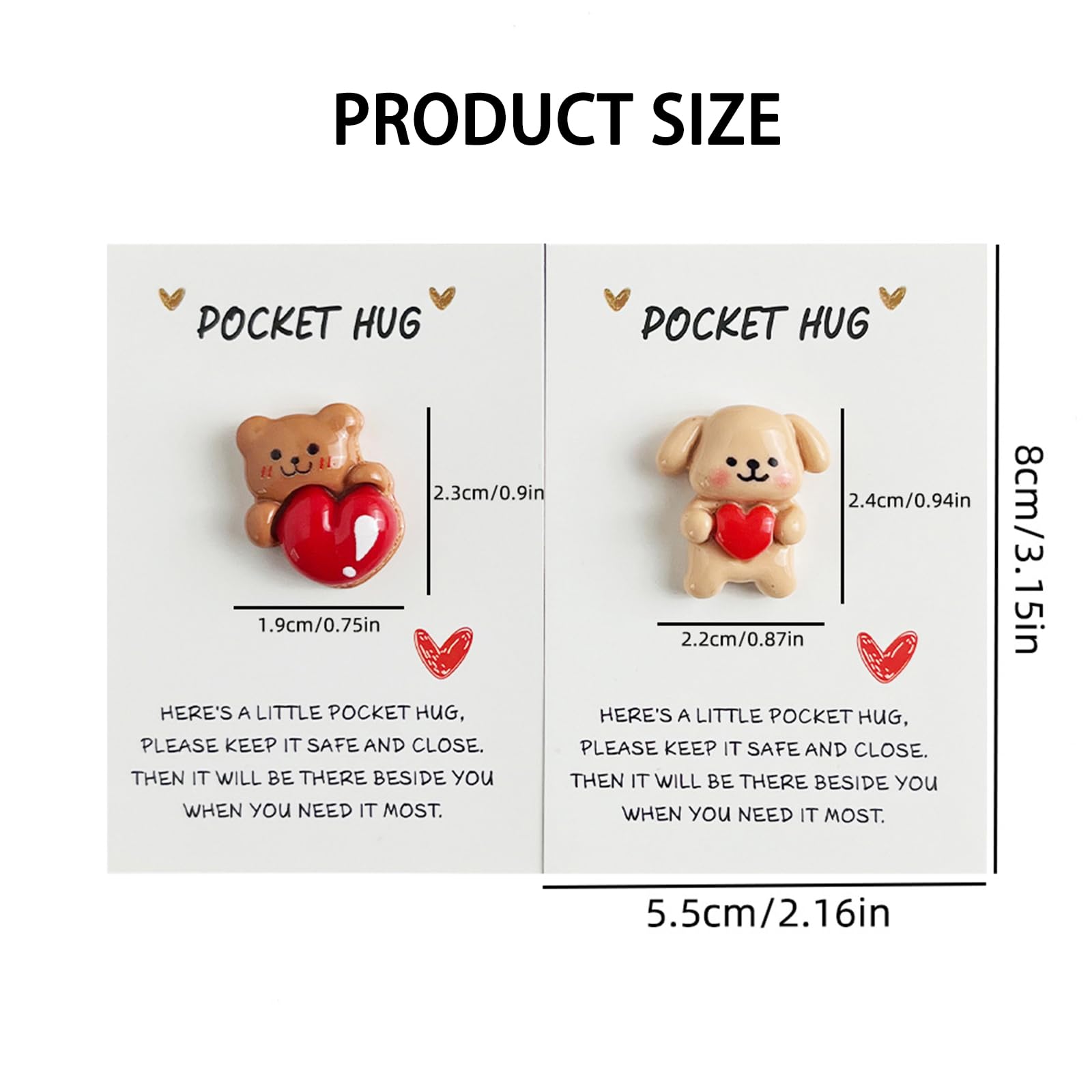 zhongko 2Pcs Teddy Bear Pocket Hugs with Cards - Image 2