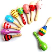 Dpofirs Mini maracá Colorido de Madeira para Crianças Desenvolvimento de Coordenação Olho-mão, Brinquedo de Chocalho de Percussão de Madeira Sólida Seguro para Bebês de 0 a 3 Anos Ao Ar Livre