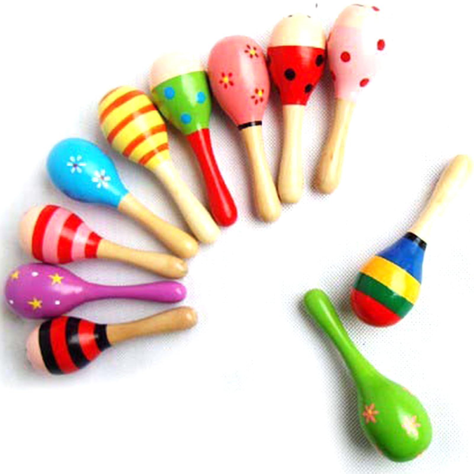 Domary Colorful Mini Wooden Maraca for Babies Grasping Exercise Home Outdoors Music Enjoyment Solid Wood