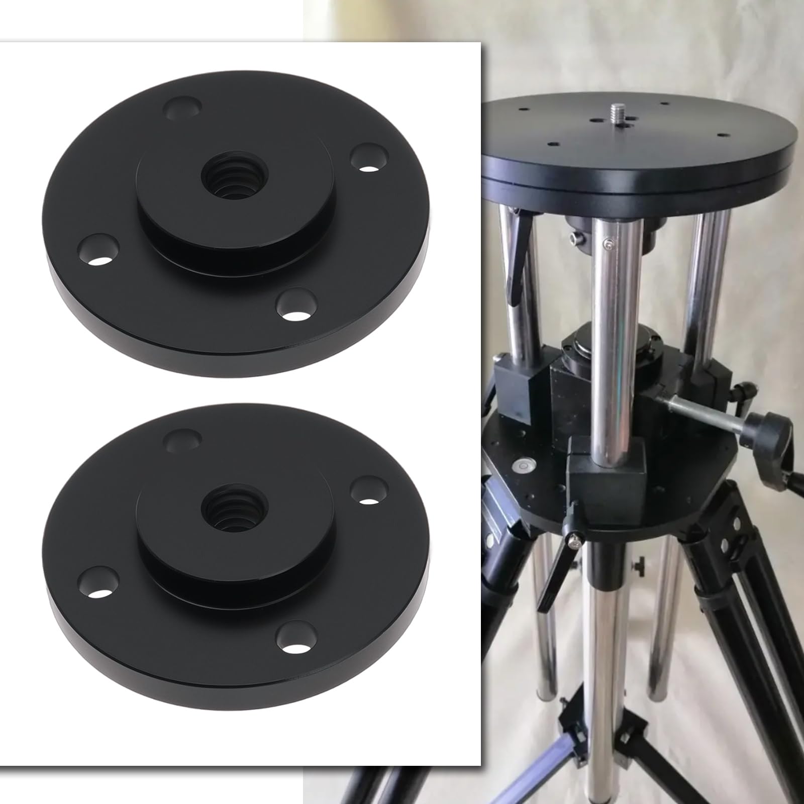 Adaptateur d'écrou de Montage de Griffe Porte-Accessoire 4 Pièces 1/4"-20 Diamètre de Filetage 39,5 Mm avec Vis pour La Plupart des Trépieds Et Monopodes Adaptateur de Vis de Trépied Noir