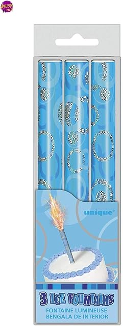Ayush Glitz Blue Birthday Fountain Candles, Pack of 3