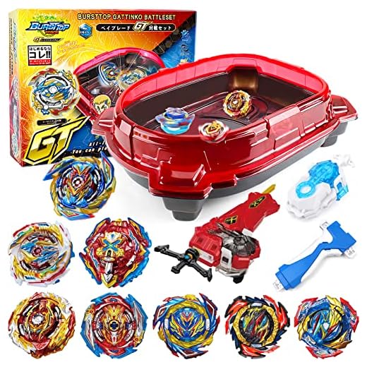 Bey Battling Top Burst Stadium Battle Set -- Complete Battle Game Set with stadium, 8 Bey Blades Toys & 2 Two-Way LR Launchers Grip Combat Battling Game Toys Birthday Gifts for 8-12 Boys Children Kids