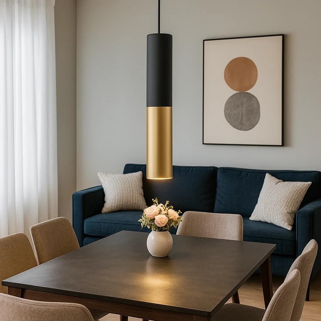 Hobaca® GU10 LED Pendant Light - 6CM Mini Spotlight with Adjustable Black Gold Finish for Kitchen Island, Dining Room & Bar - Matte Black Modern Hanging Light (30cm)