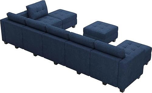 Miniatura 9 de Belffin Sofá modular de gran tamaño con tumbona reversible, sofá modular convertible con otomana en forma de U, juego seccional con asientos de