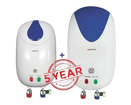 Activa Instant 3 Kva Special Anti Rust Coated Tank Geyser With Full Abs Body With 5 Year Warranty Premium (1 Ltr + 3 Ltr Combo Pack) White - Wall