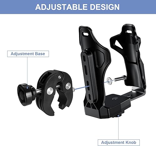 Miniatura 4 de JINKEY Portavasos mejorado para motocicleta, soporte para botella de agua para bicicleta con soporte de montaje ajustable, rotación de 360,