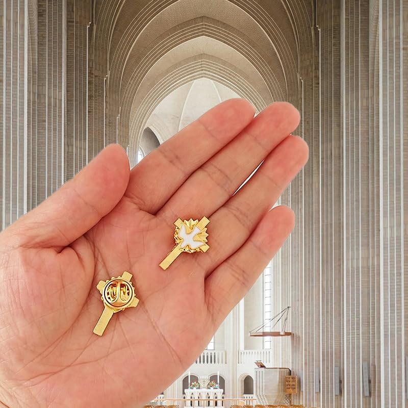Holy Spirit Pin Cross with White Holy Dove Inspirational Lapel Pin Catholic Holy Spirit Pins Bulk4