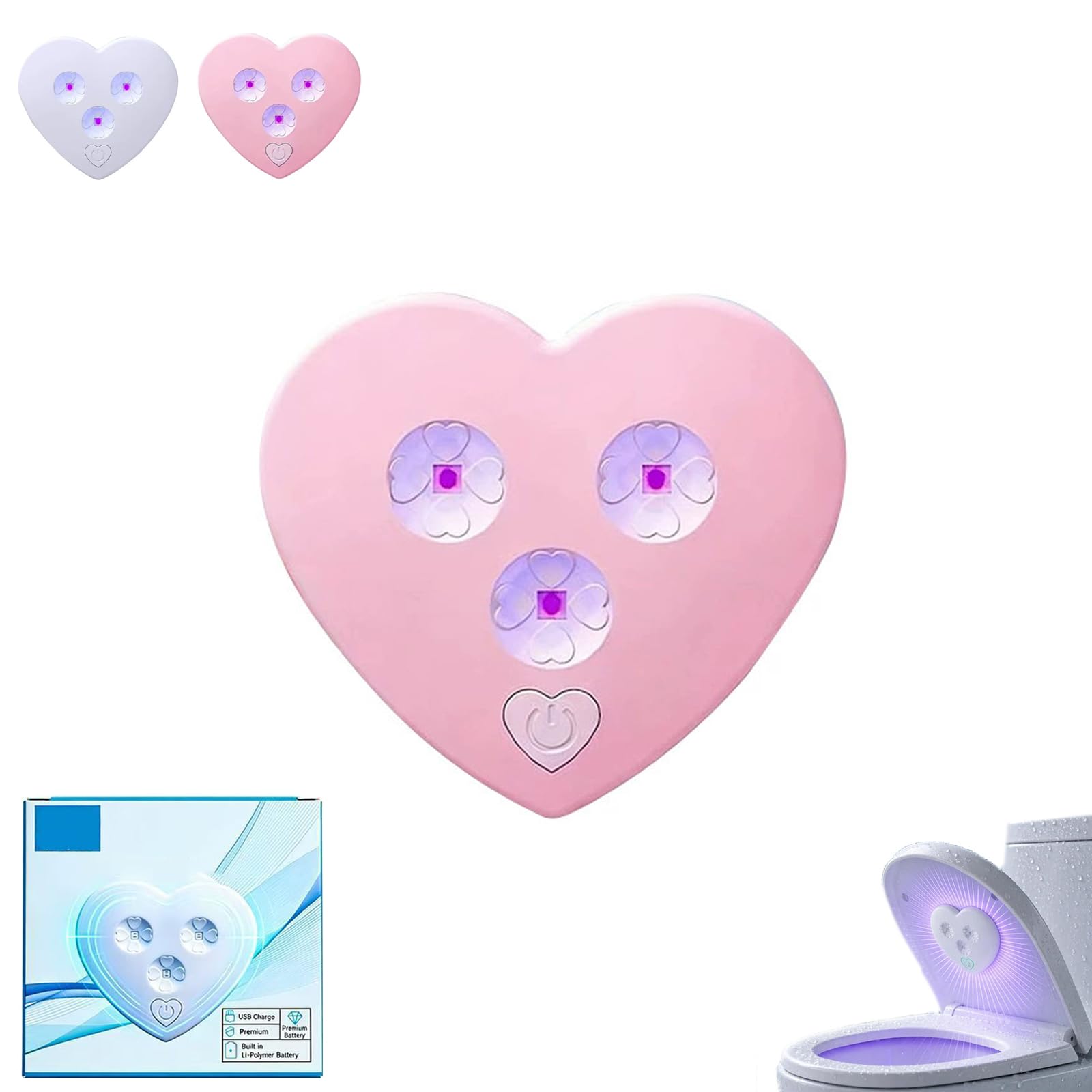 Smart UVC Toilet Sterilizer Light, Physical Sterilization, USB Charge (Pink)