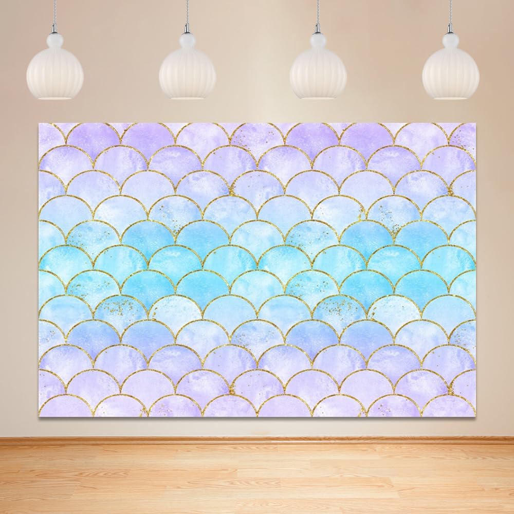 Remandacy Mermaid Backdrop for Girls Lady, Birthday Under The Sea Theme Party Decorations Banner, Princess Party Cake Table Decorations Photography Kids Baby Happy Birthday Background, 7x5ft