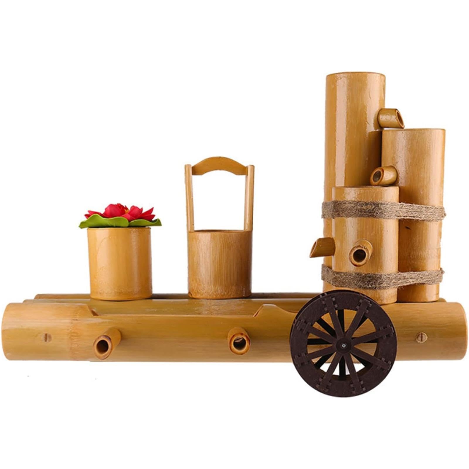 asdchZen Bamboo Fountain Kit, Bamboo Fountain Decor, Water Spout With Pump, Garden Decoration, Feng Shui Zen Water Fountains, Flowing Water View, For Patio Yard, Pond, 25.6In,33.5in