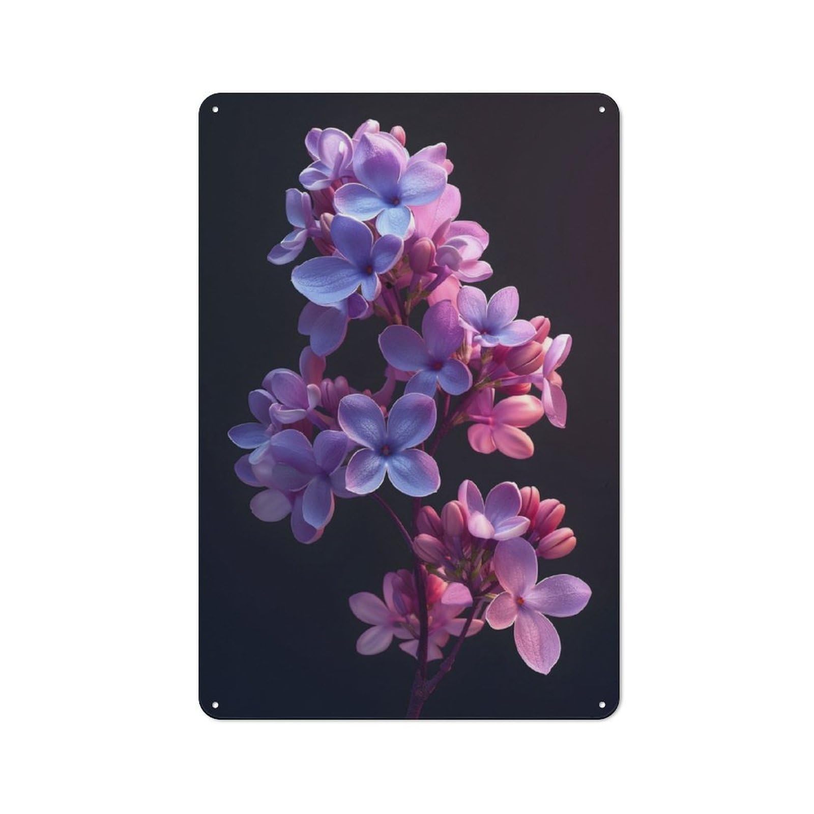 Junmoney Lilac Flowers Cottage Style Metal Wall Decor 30X20cm, Tin Wall Plaque For Kitchen, Cottage, Porch Or Garden Room