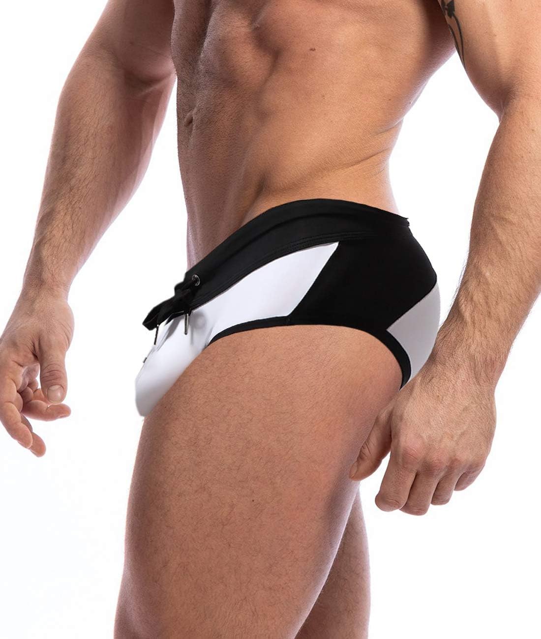 MIZOK Men's Sexy Low Rise Quick Dry Swim Briefs Hot Body Bikini Swimsuit Swimwear - Image 2