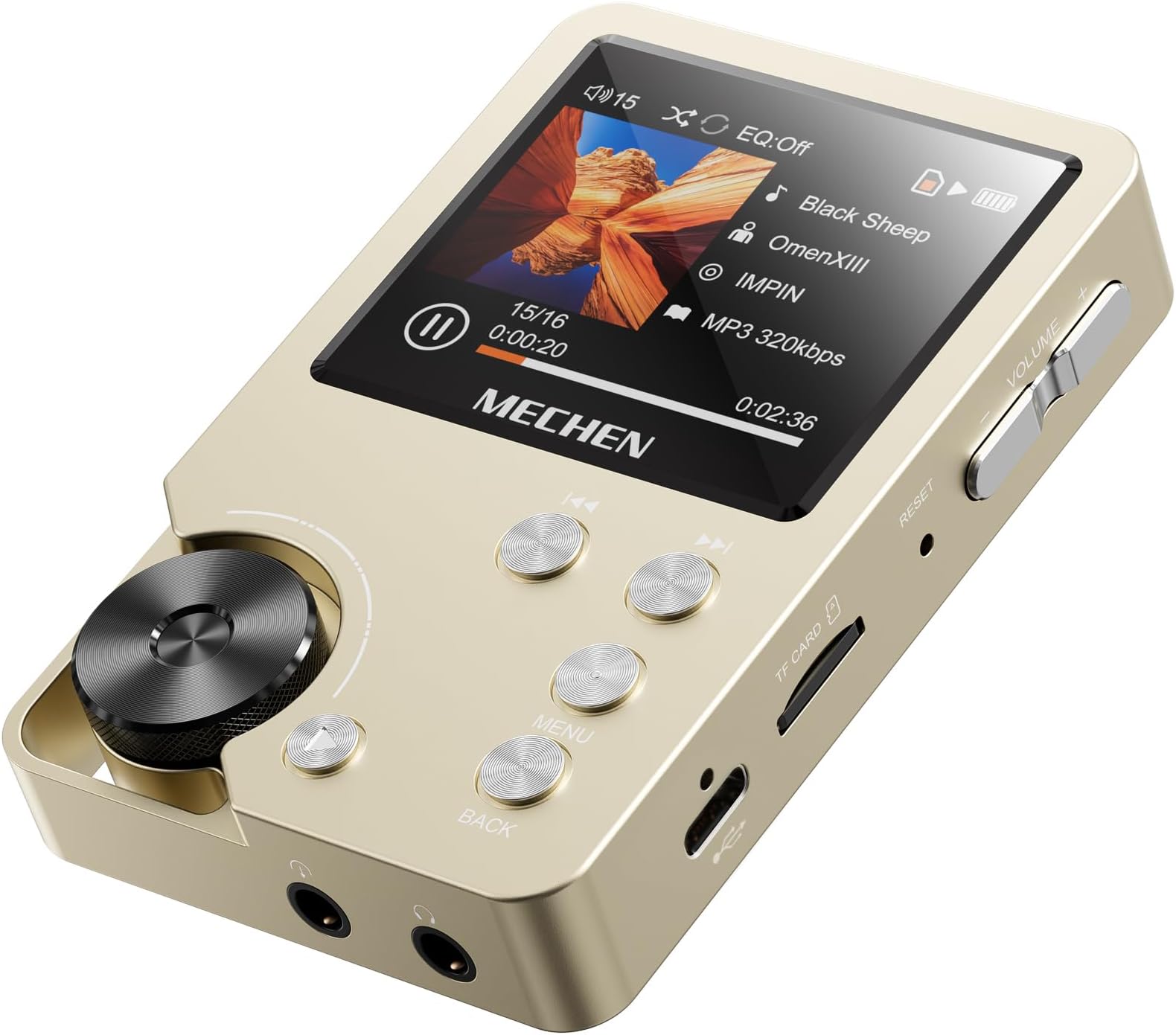 MECHEN M30 HiFi MP3 Player, Lossless DSD High Resolution Digital Audio Music Player, High-Res Portable Audio Player with 64GB Memory Card (Gold)