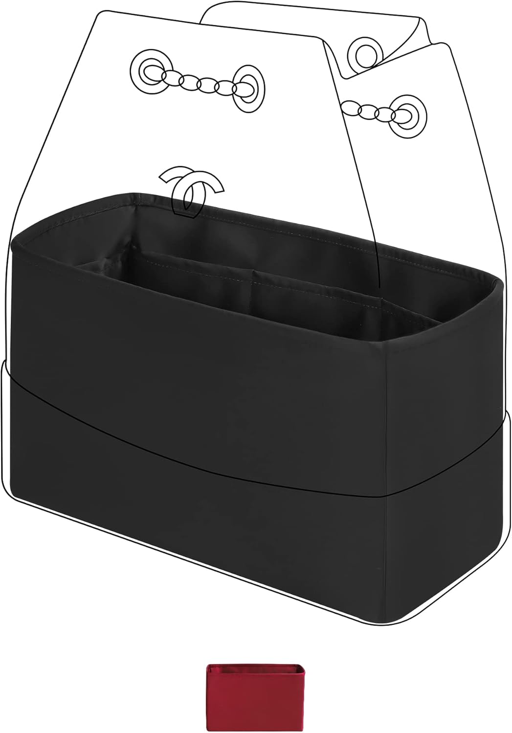 DGAZ Silky Purse Organizer Insert for Chanel Gabrielle Backpack S/M Bags, Luxury Handbag & Tote Organizer, Simplicity bag organizer (Black,S)
