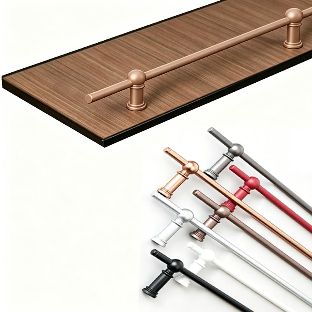 SVBVRFEEW Aluminum Shelf Rail Fence Decorative Bookshelves Gallery Rail Metal Safety Bar Rod Furniture Tipping Railing Set For Kitchen Bathroom Closet(Brown,70cm/27.6in)