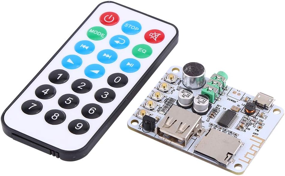New Bluetooth Audio Receiver Microphone Amplifier USB TF FM MP3 Decoder 4 Modes WMA WAV FLAC Player Amplifier Board for MP3 WMA WAV FLAC(Bluetooth Audio Receiver Board + Remote Control)