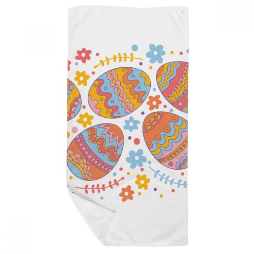 Serviette de bain Pâques motif œuf multicolore à offrir comme cadeau de toilette utile et joyeux