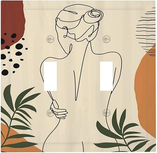 Cubierta de interruptor de luz de cara abstracta de 2 cuadrillas, placa de pared decorativa de doble palanca, placa frontal eléctrica de mediados de