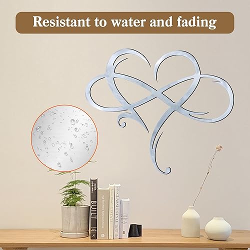 Miniatura 4 de MayLove-US Decoración de pared de metal con corazón infinito, decoración única de pared de corazón infinito, placa de amor, arte geométrico de