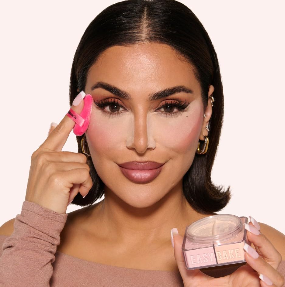 HUDA BEAUTY Original | EASY BAKE | Loose Powder DUO - Polvo Suelto Fijador | 2 x 6.5 gramos | by BELLA | 2 X 6.5 g (Paquete de 1)) (CHERRY PEACH)